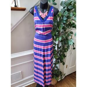 Madison Marcus Women's Blue Polyester V-Neck Sleeveless Long Maxi Dress Size S